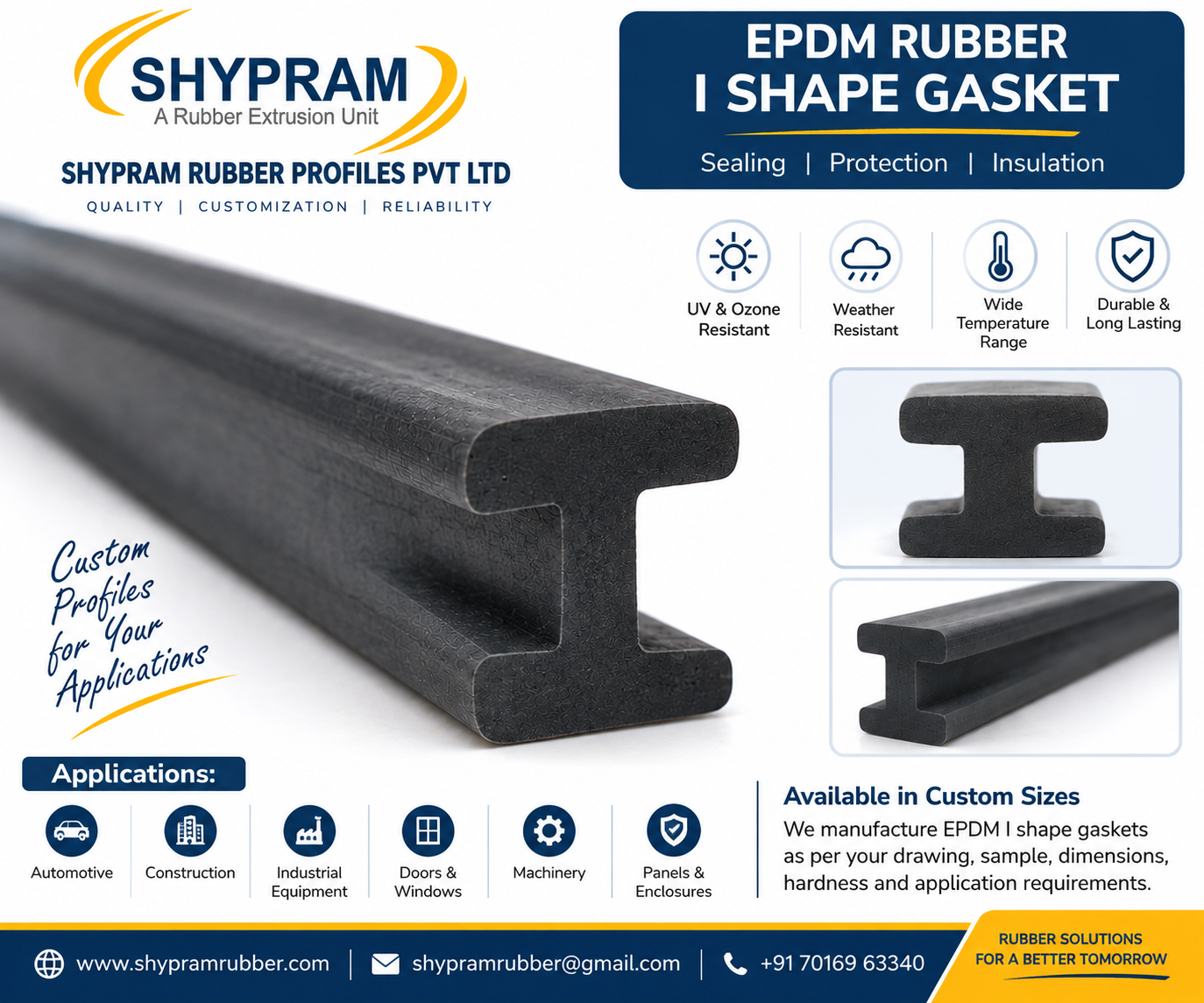 EPDM Rubber I Shape Profile